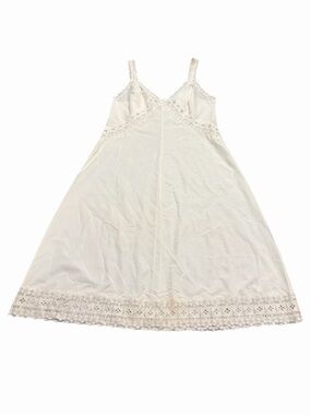 60s/70s Italian Vintage Embroidered Lace Nylon Slip Dress (Ivory/Cream) Size S/M